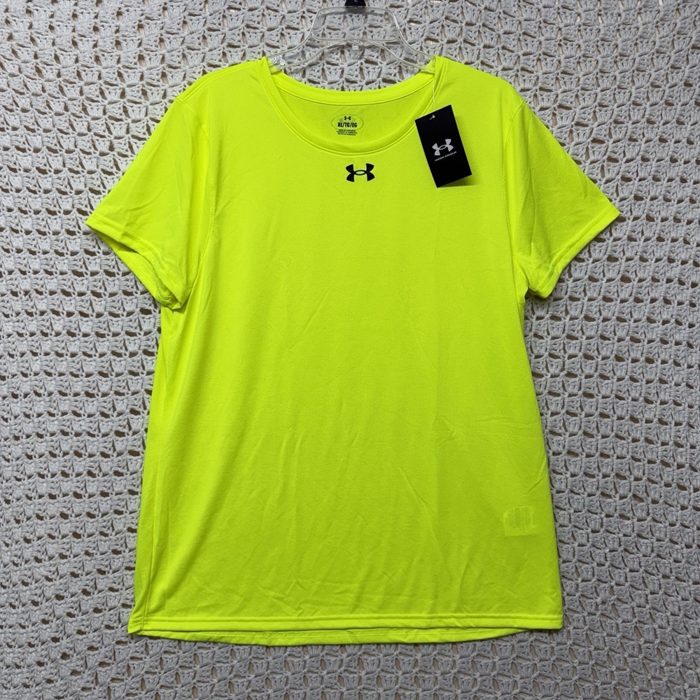 Under Armour Shirt Women XL Lima Green Short Sleeve Loose UA Team Teach SS NWT